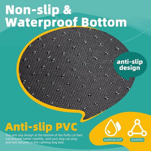 Cat Dog Beds for Indoor Cats， Fluffy Round Removable Cat Bed，Waterproof Non-Slip Self-Heating Pet Bed (Large, Dark Grey) in Saudi Arabia