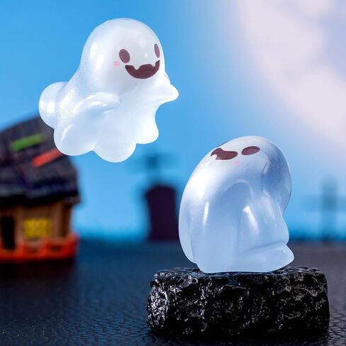 Mini Resin Ghosts Glow in The Dark Set, Dollhouse Miniature Tiny Ghosts Figurines, Mini Glowing Resin Decor, Cute Stuff Accessories for Party,Cake,Fairy Garden Halloween Decorations - 6 Pcs in Kuwait