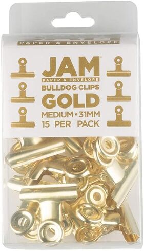 JAM PAPER Metal Bulldog Clips - Small - 22mm - Gold - 25/Pack in Saudi Arabia