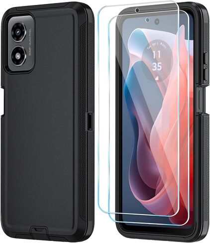Qinmay for Motorola Moto G 5G 2024 Case with HD Screen Protector, Shockproof 3-Layer Cover for Motorola Moto G 5G 2024 (BeltClip_DarkBlue, Moto G 5G 2024) in Saudi Arabia