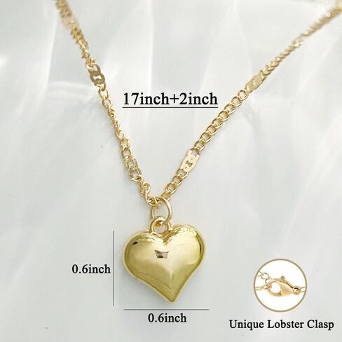 Cute Heart Necklace 14K Gold Plated Tiny Heart Pendant Choker Necklaces Small Gold Love Heart Chain Necklace for Women Dainty Gold Jewelry Gifts for Women Teen Girls in Saudi Arabia