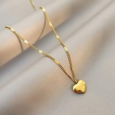 Cute Heart Necklace 14K Gold Plated Tiny Heart Pendant Choker Necklaces Small Gold Love Heart Chain Necklace for Women Dainty Gold Jewelry Gifts for Women Teen Girls in Saudi Arabia