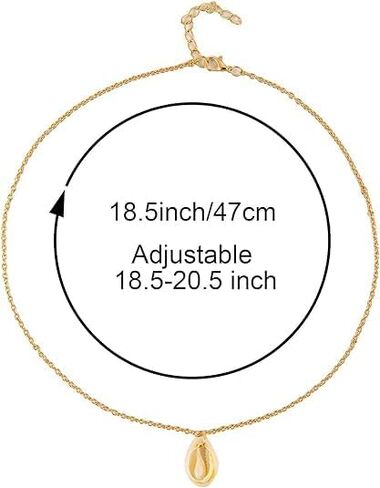 5Pcs Shell Necklace,Natural Seashell Scallop Conch Shell Pendant Necklace with Gold Edge,Adjustable Simple Seashell Necklace Beach Sea Shell Necklace,Handmade Seashell Jewelry Gifts for Women Girls in Saudi Arabia