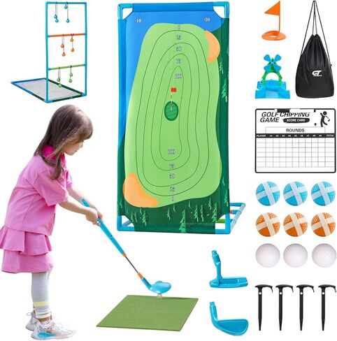 مجموعة ألعاب الجولف اللاصقة للأطفال 2 في 1 - لعبة كرة السلم ومجموعة ألعاب الجولف للأطفال في الفناء الخلفي - نوادي الجولف للأطفال القابلة للتعديل - ألعاب رياضية داخلية وخارجية للأطفال هدية in Kuwait