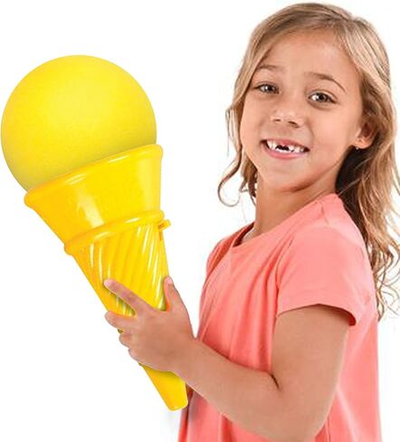 Jumbo 14 Inch Ice Cream Shooter by ArtCreativity - Classic Icecream Cone Foam Ball Launcher - Squeeze Popper - Great Party Favor for Kids, Gift Idea for Boys and Girls, Carnival Prize - Yellow in Saudi Arabia