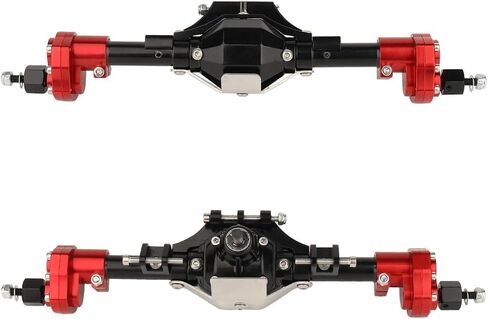 محور البوابة الأمامي والخلفي بآلة CNC مع ترس 8T 29T لسيارة زاحفة 1/10 RC المحورية SCX10 & SCX10 II 90046 90047 D90 RC4WD (فضي-أحمر) in Kuwait