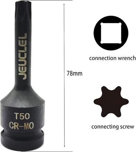 T70 Torx Star 6 Point Impact Bit Socket, T70 1/2-Inch Square Drive 3-Inch Long Torx Socket, Cr-Mo Steel Lengthen Screwdriver Socket Adapter Tool in Saudi Arabia