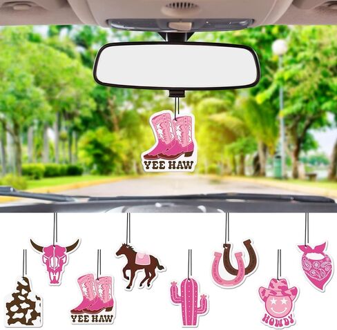 الغربية راعية البقر سيارة معطرات الهواء لطيف اكسسوارات السيارات الداخلية المعطرة هدية معلقة للنساء الفتيات Pinkk مرآة الرؤية الخلفية قلادة preppy العصرية الحلي الزخرفية الملحقات الآلية in Kuwait