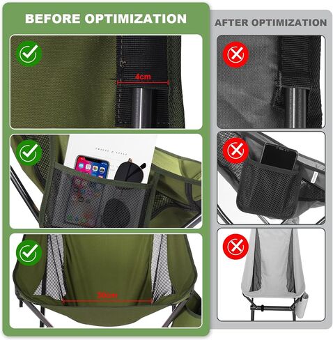 OKYUK Camping Chair, High Back Portable Folding Chair, Aircraft Grade Aluminum Alloy Structure, Built-in Pillow, Side Pocket & Carry Bag, Compact & Heavy Duty for Outdoor Backpacking (Beige) in Saudi Arabia