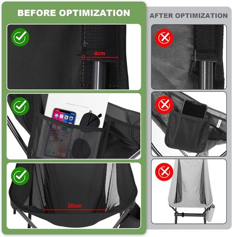 كرسي تخييم OKYUK، كرسي قابل للطي محمول عالي الظهر، هيكل من سبائك الألومنيوم بدرجة الطائرات، وسادة مدمجة، جيب جانبي وحقيبة حمل، مدمج وشديد التحمل لحقائب الظهر في الهواء الطلق (أخضر) in Kuwait