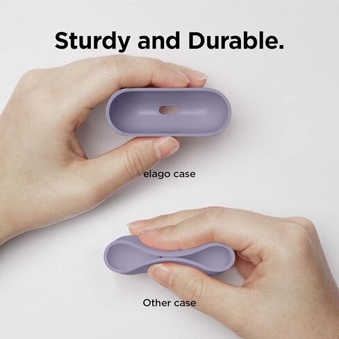 حافظة Elago من السيليكون السائل متوافقة مع غطاء حافظة AirPods Pro - حماية ثلاثية الطبقات، تصميم وقائي، يدعم الشحن اللاسلكي، ضوء LED مرئي [حجري] in Kuwait