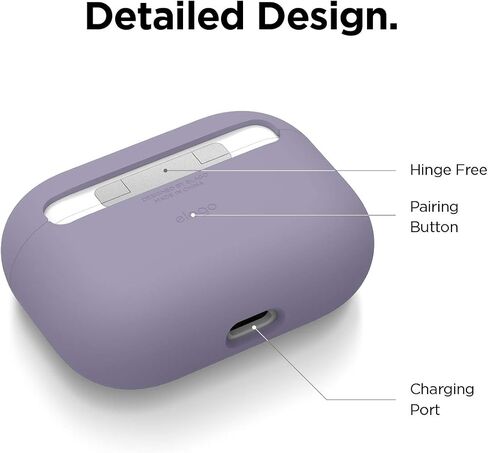 حافظة Elago من السيليكون السائل متوافقة مع غطاء حافظة AirPods Pro - حماية ثلاثية الطبقات، تصميم وقائي، يدعم الشحن اللاسلكي، ضوء LED مرئي [حجري] in Kuwait