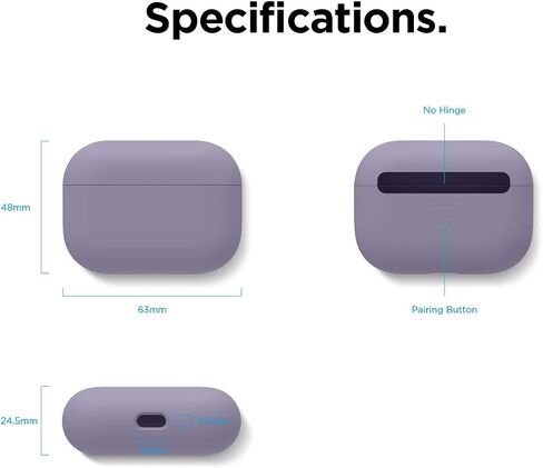 حافظة Elago من السيليكون السائل متوافقة مع غطاء حافظة AirPods Pro - حماية ثلاثية الطبقات، تصميم وقائي، يدعم الشحن اللاسلكي، ضوء LED مرئي [حجري] in Kuwait