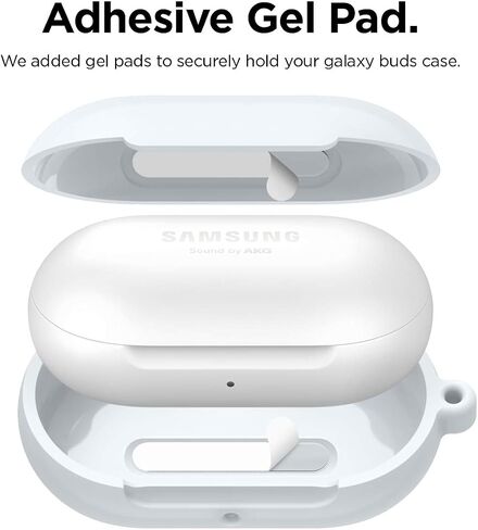 حافظة Elago من السيليكون مصممة لجراب Samsung Galaxy Buds Plus (2020) / حافظة Galaxy Buds (2019) [رمادي لافندر] - حماية كاملة للجسم، وسادة جل لاصقة in Kuwait