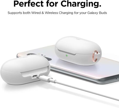حافظة Elago من السيليكون مصممة لجراب Samsung Galaxy Buds Plus (2020) / حافظة Galaxy Buds (2019) [رمادي لافندر] - حماية كاملة للجسم، وسادة جل لاصقة in Kuwait