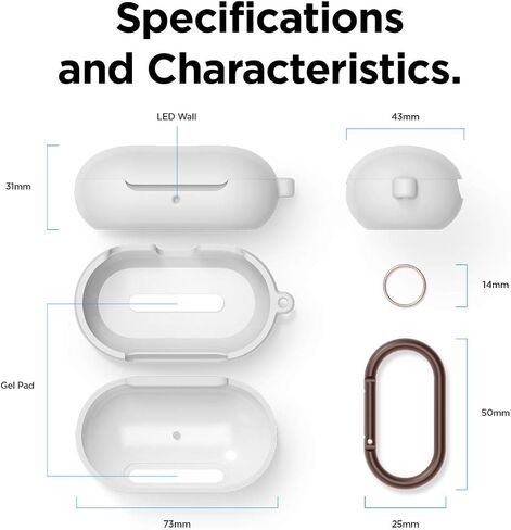 حافظة Elago من السيليكون مصممة لجراب Samsung Galaxy Buds Plus (2020) / حافظة Galaxy Buds (2019) [رمادي لافندر] - حماية كاملة للجسم، وسادة جل لاصقة in Kuwait
