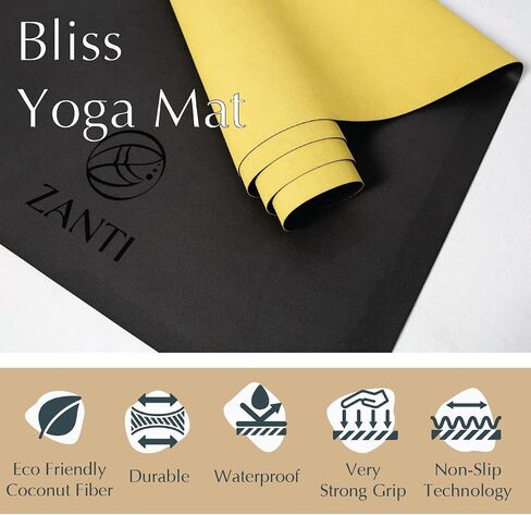Yoga Mat Bliss - Eco Friendly Coconut Fiber Thin Travel Yoga Mat with Non Slip Grip, Large Size, Foldable and Vegan-friendly 1.5mm Foldable Yoga Mat with Carrier Bag in Saudi Arabia