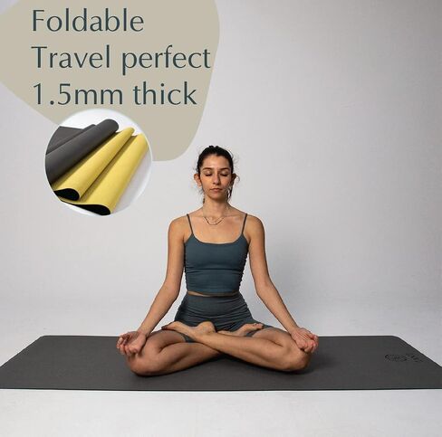 Yoga Mat Bliss - Eco Friendly Coconut Fiber Thin Travel Yoga Mat with Non Slip Grip, Large Size, Foldable and Vegan-friendly 1.5mm Foldable Yoga Mat with Carrier Bag in Saudi Arabia