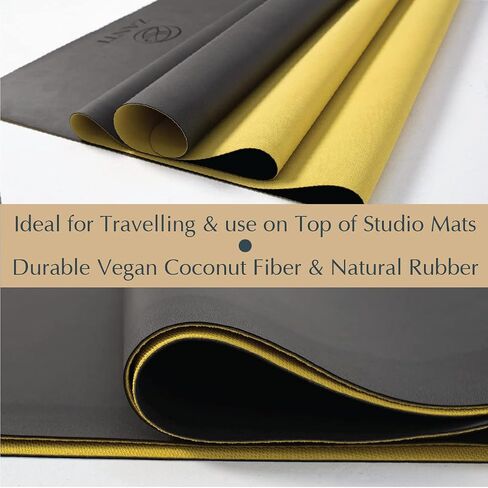 Yoga Mat Bliss - Eco Friendly Coconut Fiber Thin Travel Yoga Mat with Non Slip Grip, Large Size, Foldable and Vegan-friendly 1.5mm Foldable Yoga Mat with Carrier Bag in Saudi Arabia
