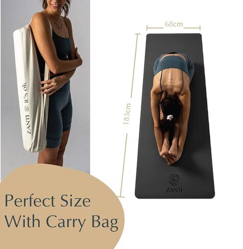 Yoga Mat Bliss - Eco Friendly Coconut Fiber Thin Travel Yoga Mat with Non Slip Grip, Large Size, Foldable and Vegan-friendly 1.5mm Foldable Yoga Mat with Carrier Bag in Saudi Arabia