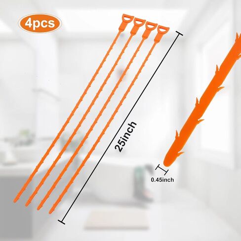 4 Pack 25 Inch Drain Clog Remover Tool, Drain Snake Plumbing Snake for Sink Tub Hair Cleaner Pipe Bathroom Bathtub Cleaner toilet sink cleaner in Saudi Arabia