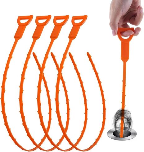 4 Pack 25 Inch Drain Clog Remover Tool, Drain Snake Plumbing Snake for Sink Tub Hair Cleaner Pipe Bathroom Bathtub Cleaner toilet sink cleaner in Saudi Arabia