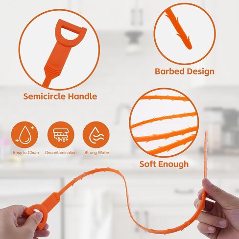 4 Pack 25 Inch Drain Clog Remover Tool, Drain Snake Plumbing Snake for Sink Tub Hair Cleaner Pipe Bathroom Bathtub Cleaner toilet sink cleaner in Saudi Arabia