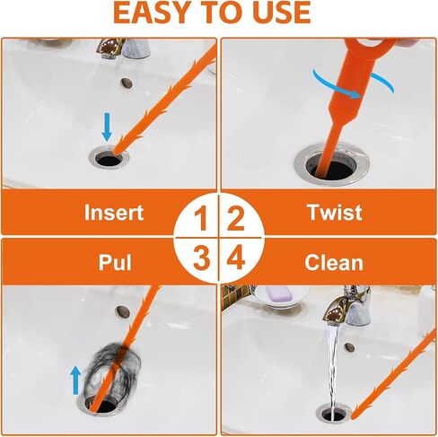 4 Pack 25 Inch Drain Clog Remover Tool, Drain Snake Plumbing Snake for Sink Tub Hair Cleaner Pipe Bathroom Bathtub Cleaner toilet sink cleaner in Saudi Arabia