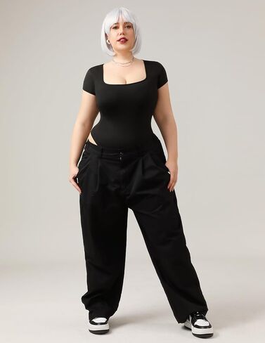 بدلة للجسم نسائية من BeryLove برقبة مربعة وأكمام قصيرة وجذابة وإغلاق سريع in Kuwait