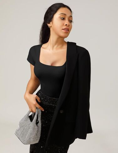 بدلة للجسم نسائية من BeryLove برقبة مربعة وأكمام قصيرة وجذابة وإغلاق سريع in Kuwait