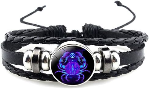 12 Constellation Bracelet Zodiac Constellation Bracelet Zodiac Signs Guardian Fluorescent Woven Leather Bracelet for Women Men Jewelry Gifts in Saudi Arabia