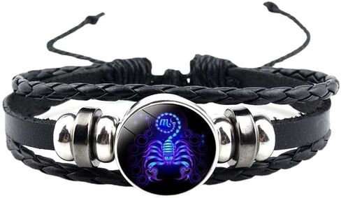 12 Constellation Bracelet Zodiac Constellation Bracelet Zodiac Signs Guardian Fluorescent Woven Leather Bracelet for Women Men Jewelry Gifts in Saudi Arabia