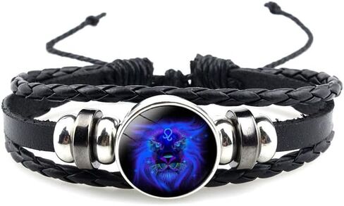 12 Constellation Bracelet Zodiac Constellation Bracelet Zodiac Signs Guardian Fluorescent Woven Leather Bracelet for Women Men Jewelry Gifts in Saudi Arabia