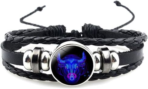 12 Constellation Bracelet Zodiac Constellation Bracelet Zodiac Signs Guardian Fluorescent Woven Leather Bracelet for Women Men Jewelry Gifts in Saudi Arabia