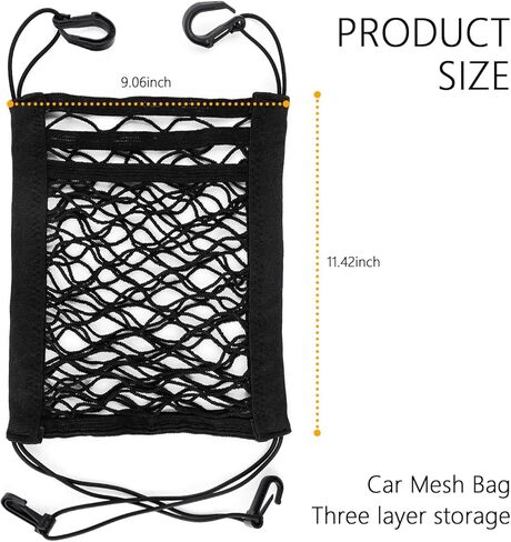 منظم شبكي للسيارة مكون من 3 طبقات، حقيبة صندوق شبكية مرنة عالمية لحامل محفظة السيارة وحامل المناديل، حقيبة يد شبكية للجيب للسيارة، منظم سيارة متعدد الوظائف بين المقاعد in Kuwait