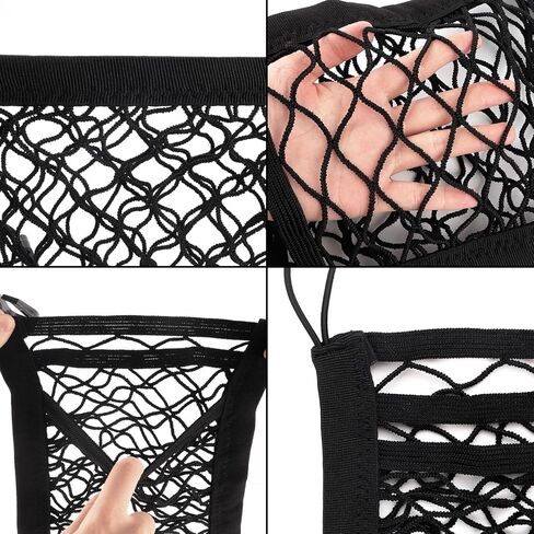 منظم شبكي للسيارة مكون من 3 طبقات، حقيبة صندوق شبكية مرنة عالمية لحامل محفظة السيارة وحامل المناديل، حقيبة يد شبكية للجيب للسيارة، منظم سيارة متعدد الوظائف بين المقاعد in Kuwait