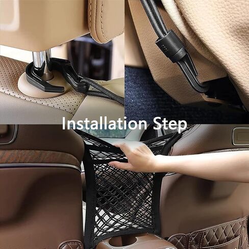 منظم شبكي للسيارة مكون من 3 طبقات، حقيبة صندوق شبكية مرنة عالمية لحامل محفظة السيارة وحامل المناديل، حقيبة يد شبكية للجيب للسيارة، منظم سيارة متعدد الوظائف بين المقاعد in Kuwait