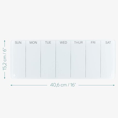 Navaris Weekly Whiteboard Planner - Small Dry Erase Glass Whiteboard to Do Calendar for Office Desk - Dry Erase Schedule Board - 16 x 6 Inches in Saudi Arabia