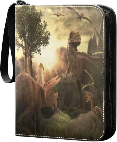 حافظة بطاقات الديناصورات ذات 4 جيوب، حامل بطاقات تداول 400 جيب مع 50 أكمام قابلة للإزالة، مجموعة بطاقات بسحاب، كتاب ألبوم بطاقات لكرة القدم وكرة السلة وألعاب البيسبول والبطاقات الرياضية in Kuwait