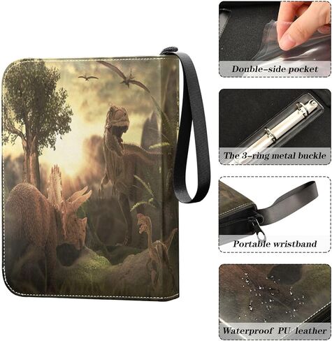 حافظة بطاقات الديناصورات ذات 4 جيوب، حامل بطاقات تداول 400 جيب مع 50 أكمام قابلة للإزالة، مجموعة بطاقات بسحاب، كتاب ألبوم بطاقات لكرة القدم وكرة السلة وألعاب البيسبول والبطاقات الرياضية in Kuwait