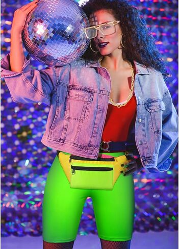 Junkin 80s 90s الهيب هوب امرأة طقم زي المرأة اليوغا السراويل الخصر حزمة مراوح مغني الراب النظارات الشمسية حبل أقراط للأذن على شكل سلسلة in Saudi Arabia