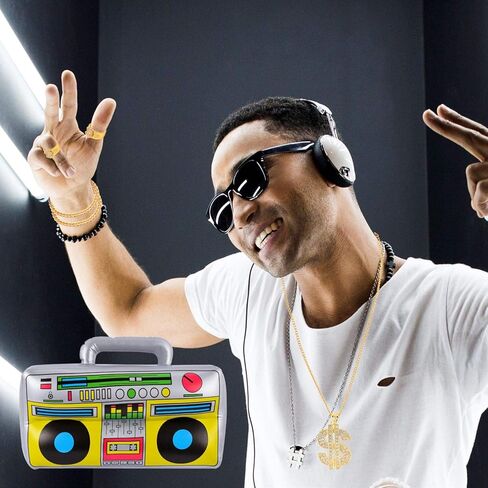 مجموعة أزياء الهيب هوب، 12 قطعة من إكسسوارات مغني الراب في الثمانينيات والتسعينيات تتضمن نظارات شمسية على شكل طوق وقبعة دلو لعيد الحب والنساء والرجال in Kuwait