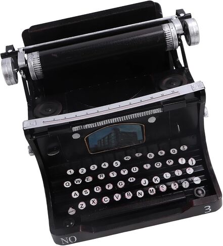 Antique Typewriter Model, Show Taste Black Portable Typewriter Manual Polishing Widely Applicable for Home in Saudi Arabia