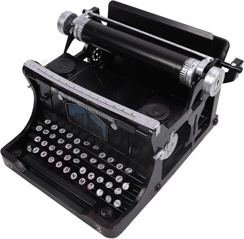 Antique Typewriter Model, Show Taste Black Portable Typewriter Manual Polishing Widely Applicable for Home in Saudi Arabia