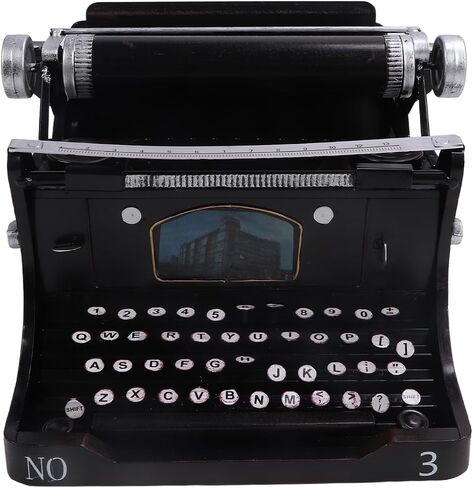 Antique Typewriter Model, Show Taste Black Portable Typewriter Manual Polishing Widely Applicable for Home in Saudi Arabia