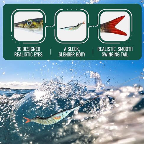 Ballyhoo Bait-Fishing Lure for Freshwater and Saltwater Fish-3D Bait-3 Pack. in Saudi Arabia