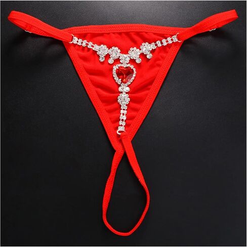 Summer Beach Crystal Heart Pendant Thong Panties Rhinestone Chain Thong G String Sexy Bikini Rhinestone Heart Waist Body Chain Jewelry for Women in Saudi Arabia