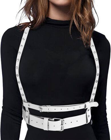 COSYDAYS Women Punk Leather Harness Belt Fashion Waist Belts Gothic Strap Chest Chains Belt Rave Harness Belts in Saudi Arabia