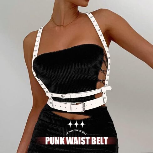 COSYDAYS Women Punk Leather Harness Belt Fashion Waist Belts Gothic Strap Chest Chains Belt Rave Harness Belts in Saudi Arabia