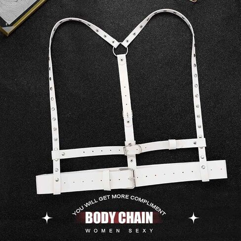 COSYDAYS Women Punk Leather Harness Belt Fashion Waist Belts Gothic Strap Chest Chains Belt Rave Harness Belts in Saudi Arabia